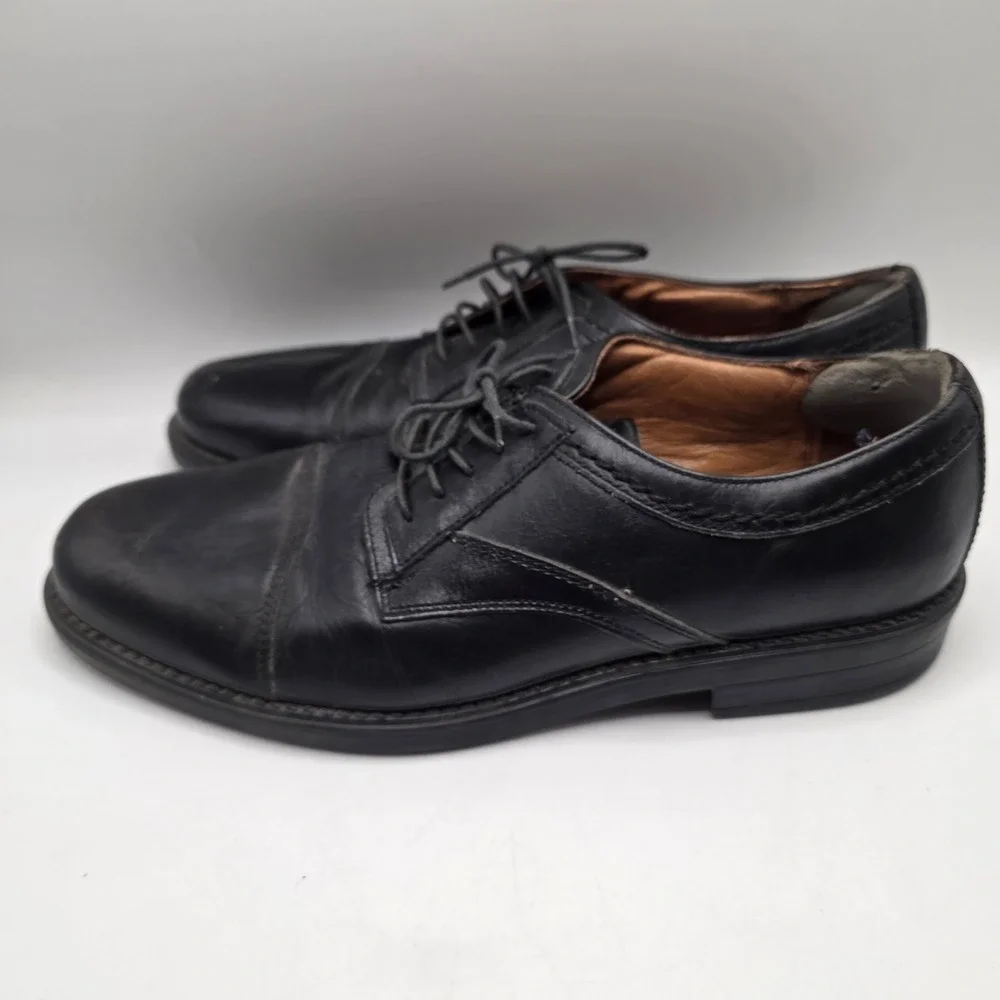 Easy Spirit Leather Oxford Shoes Cap Toe Black Lace Up Italian Made Dress 12